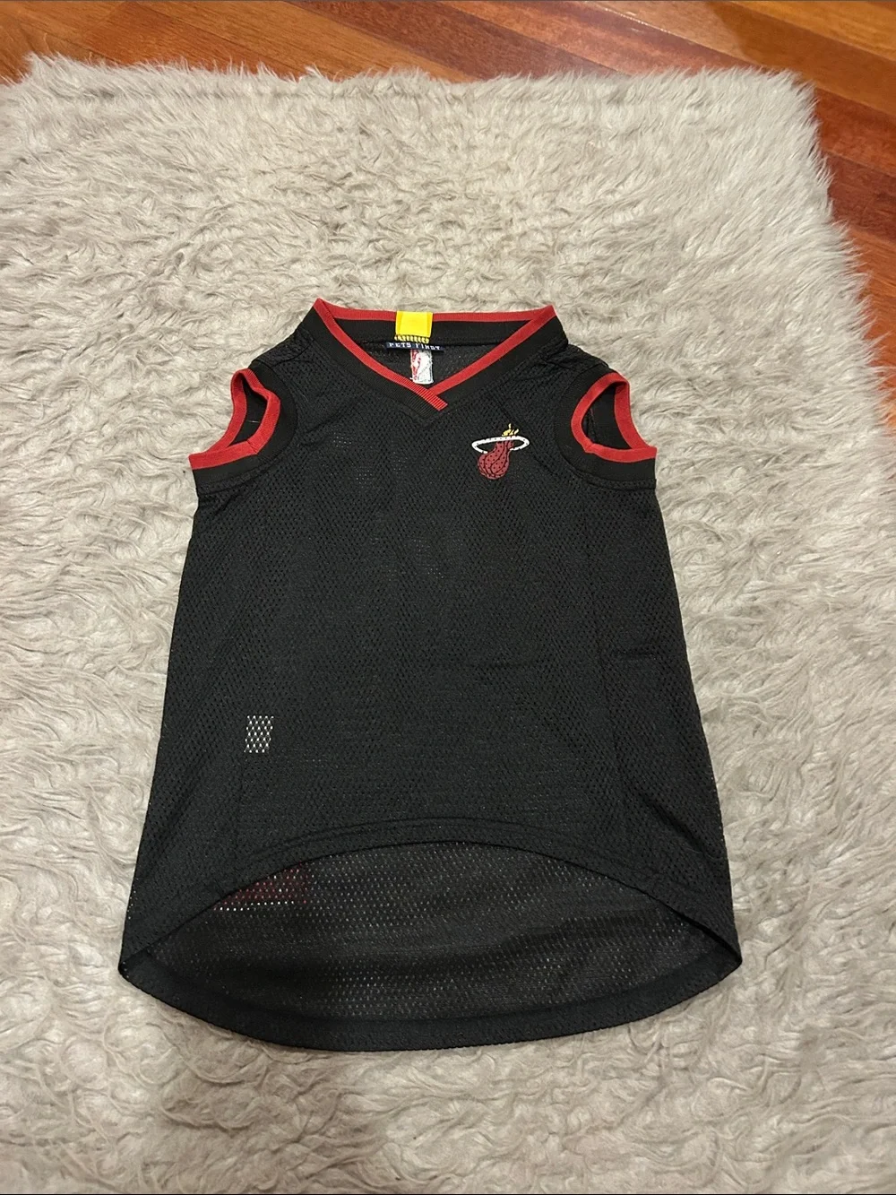 Pets First Black & Red Miami Heat Basketball Dog Jersey